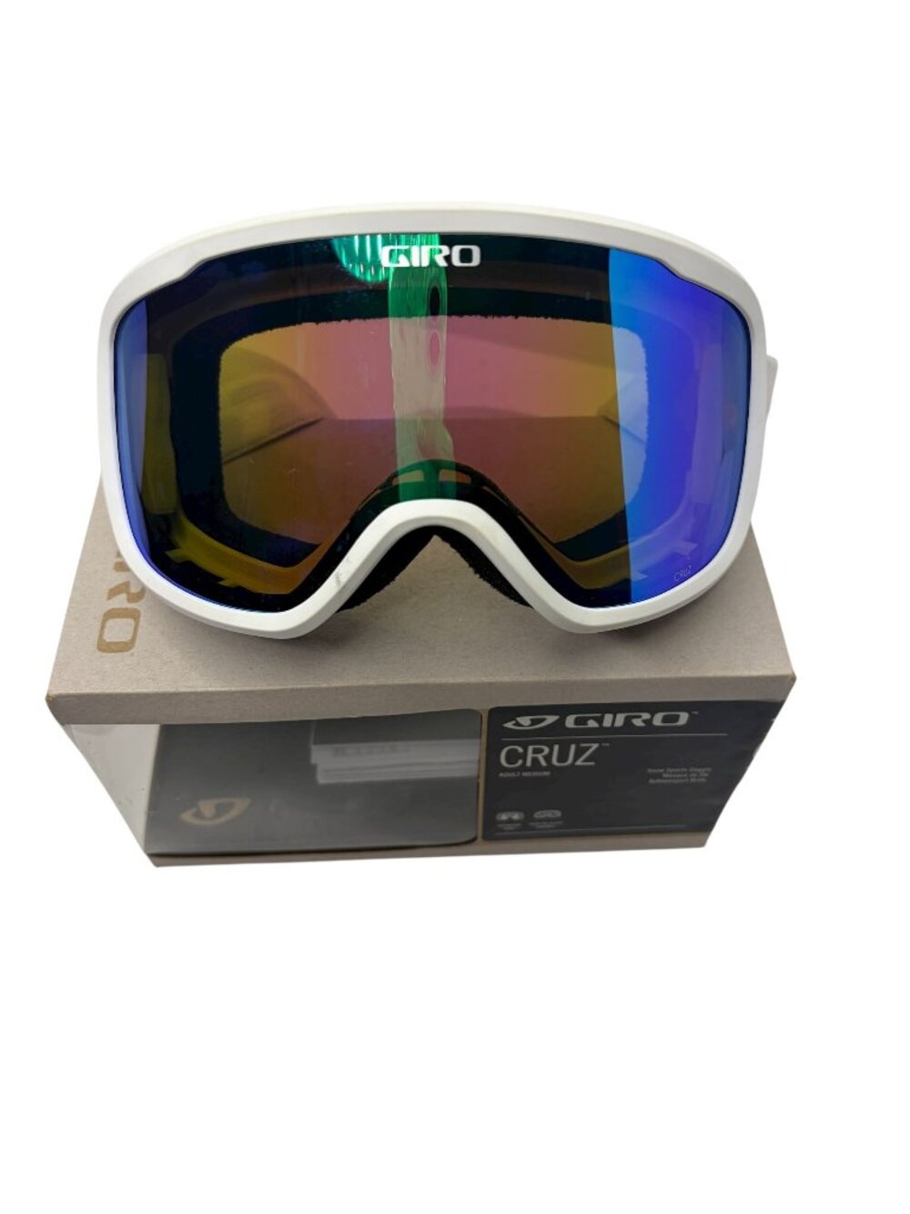 Giro Cruz Adult Medium Ski Snowboard Goggles White Mirror Lens OTG Eyewear